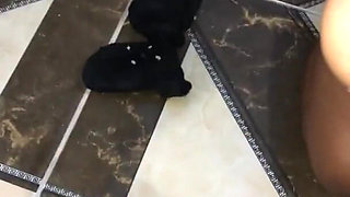 Submissive Stepdaughter Playing Like a Puppy and Drinking Her Own and Her Owner's Piss (urine)