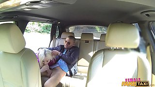 Italian stallion nails Big Boobs blond driver - woman fake taxi