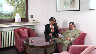 Secretary Finally Manages to Fuck the Boss with Her Huge Tits. He Also Gets Anal