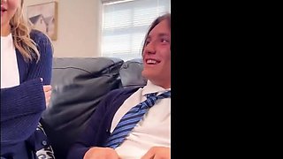 Bianca's big-breasted gfs milking her bfs hard penis