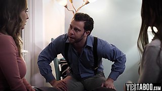 mom helps teenage stepsis and BF nail