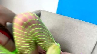 Anal exploration for shameless teen in fishnet pantyhose