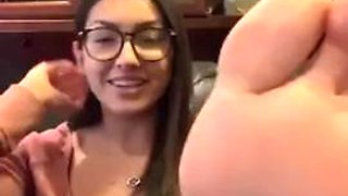 Gorgeous lady in glasses shows off perfect soles and long toes: Amateur, Babe  Brunette Porn