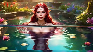 Beautiful Elf Girls in Water Pond