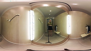 VR Try On Haul transparent clothes at the mall. Video VR 360 See thru clothes in fitting room. VR video with Alice Dali.