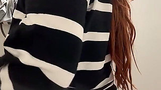 She Just Had to Touch Her Pussy!! Naughty Public Bathroom Masturbation