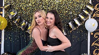 Stepdaughter duo seducing daddy for a hard FFM fuck