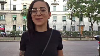 Cute Tattooed Nerdy Brunette Natascha Ink Lets a Stranger Fuck Her Hard In All Holes For Money