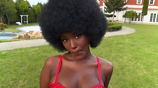 Big boobs black girl takes white dick like crazy