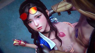 3d animation, korean cute girl, girls sexing