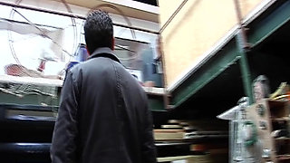 Nasty brunette French wife sucks dick in the back office