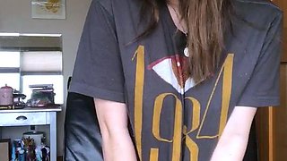 Cute curly brunette solo webcam masturbation
