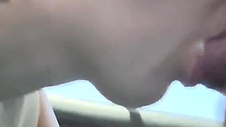 Dickflash Cum on Her Face on Parking Lot After Flashing Blowjob