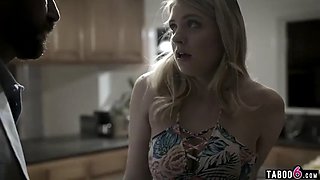 Dads best friend fucks his teen stepdaughter in the kitchen