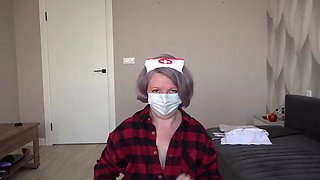 A Plump Nurse Tries on a New Sexy Uniform. Unpacking a Medical Suit From a MILF with a Big Ass and Juicy Tits