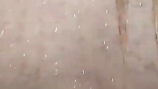 Step Mother Is Taking a Shower with Clean Her Sexy Tits and Hot Pussy