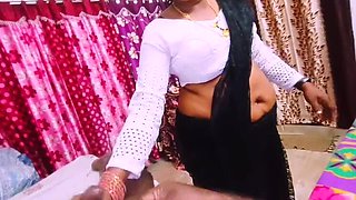 Hot Telugu Housewife in Black Saree Cheats on Husband with His Dad - Dirty Talk & Hard Fucking
