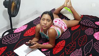 Step Sister Colombian Asks Me for Help to Do Her College Work! - Jhondick
