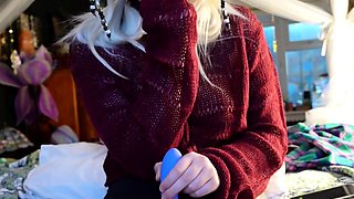 Curly Blonde Teen Records Solo Dildo Masturbation More at