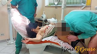 The services of the dentist and his secretary give a gorgeous smile to the young and anxious patient