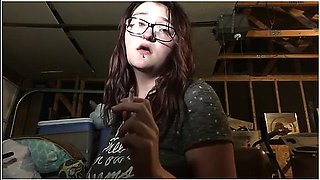 Hot Teen Babe Smokin In Garage