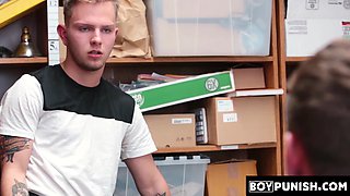 BoyPunish.com - Inked shoplifter's explosive cumshot while being raw fucked hard and deep by a guard