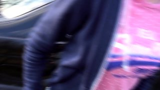 Amateur student blowjob on the balcony pov