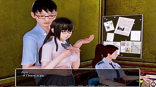 College girls in a visual novel full of hot animated sex scenes and 3D escapades