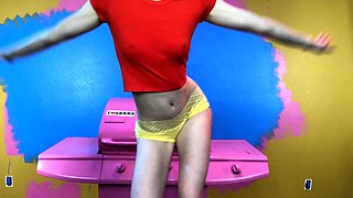 Small titted brunette teen fingering on the bed