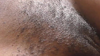 Beautiful Black Hairy Pussy Covered with Thick Cum