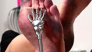 Scratching Dirty Feet of the Mistress on the Table POV