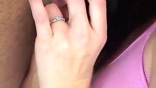 Horny Brunette Giving Handjob