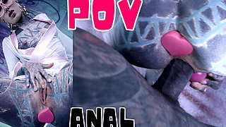 Tattood Girl with Glasses and Buttplug Fucks a Tattooed Dick, DP, Facial