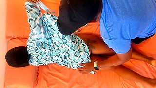 Stepmom shared bed with stepson and have sex while Dad is