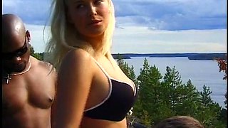 Vintage Swedish blonde interracial threesome