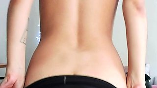 Small titted brunette teen fingering on the bed