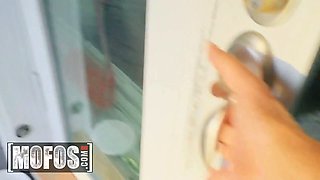 Mofos - Ryan Keely puts on a underwear and High Heels, then glides her panties to the side to rail a Big Cock