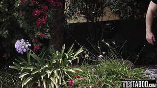 Massive tits wife punishes 18-years-old with strapon