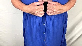 Hot Mature MILF in Black Stockings Shows Off Her Big Natural Tits at Home