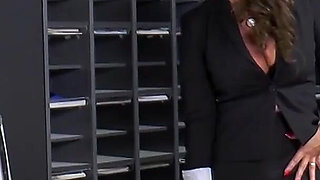 Hot MILFS rides on huge cock and fucks outdoor and office table