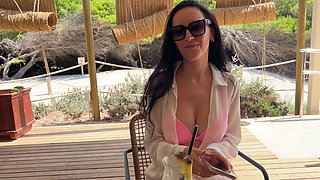 Secret fun with a vibrator on the remote control in public places (in a restaurant, on the beach, in a parking lot)