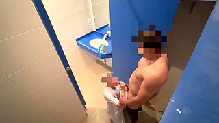 Surprised Cleaning Lady Catches Me Jerking Off in the Gym, Finishes Me Off with a Blowjob