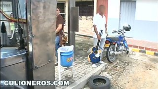Natasha, the Colombian babe, gets drilled hard by a bus driver while her hot ass bounces on top