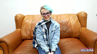Skinny Blue Haired Raven Finger Fucks Her Pussy And Enjoys Sucking A Cock!