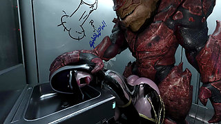 Lara Croft Fucked by Monsters in a Toilet on a Spaceship