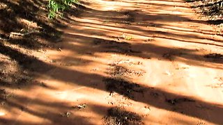 Sexy brunette teen outdoor masturbation