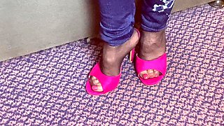Mrs Mature Feet Wearing Her Stinky Old Black Work Tights