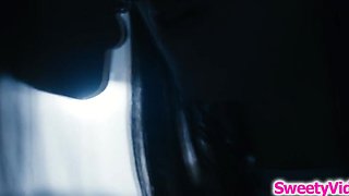 Busty lesbian dovefucking her girlfriend