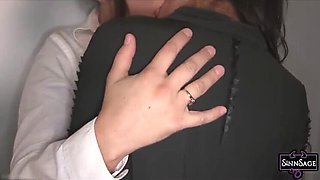 Sinn Sage & Georgia Jones Hot Lesbian Kissing & Moaning Topless