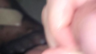 Huge Cumshot on Feet After Blowjob From Latina Wife While She Wears Stockings and Sexy Lingerie